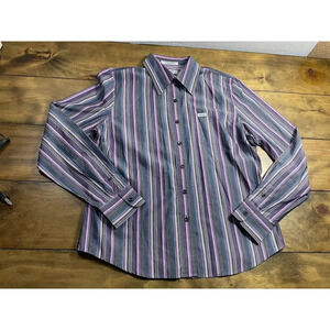 Façonnable Mens Size Medium Multicolored Striped Button Down Long Sleeve Shirt